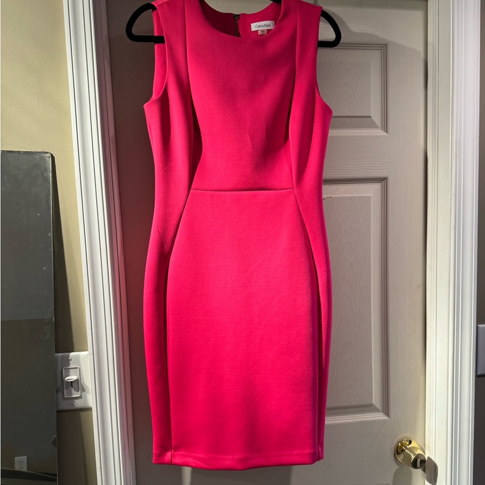 Hot pink sheath dress. Back zipper